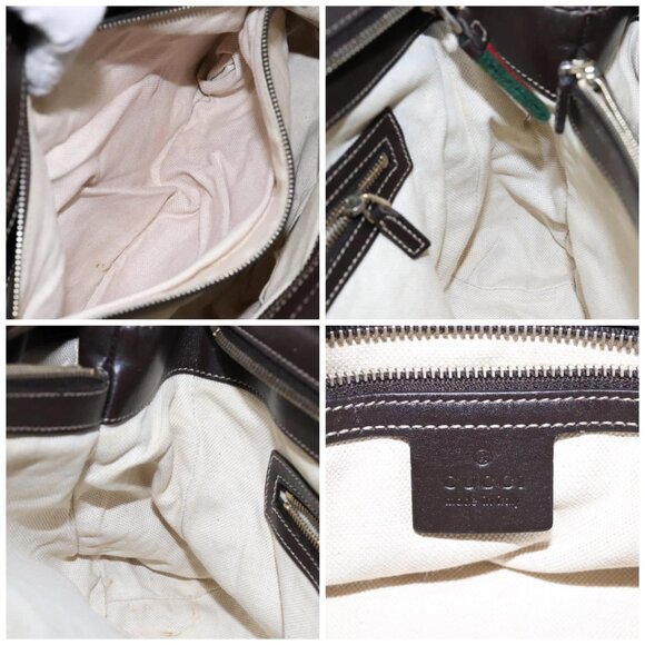 GUCCI GG Canvas Web Sherry Line Hand Bag Beige Gold Red - Picture 15 of 15